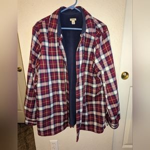 L.L. Bean Plaid Long Sleeve Button Down Shirt Burgundy
